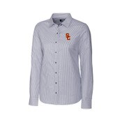 USC Trojans Women's Charcoal SC Interlock Stretch Oxford Stripe Dress Shirt